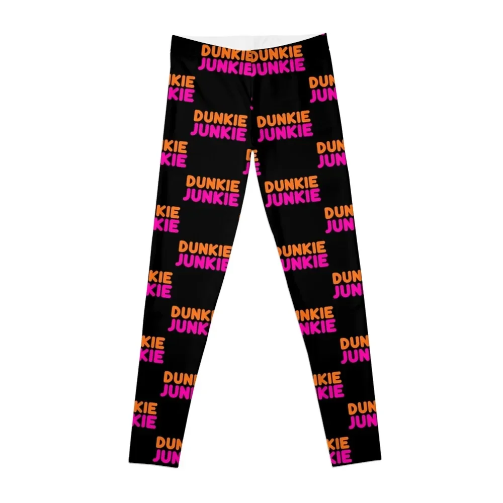 

Dunkie junkie funny doughnut donut dunkin coffee lover food gift Leggings sportswear gym exercise clothing for Womens Leggings