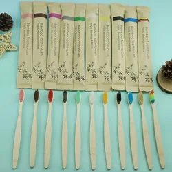 10-Piece Set of Colorful Soft Bristle Bamboo Toothbrushes for Charcoal Teeth Whitening (10PCS (mixed color))