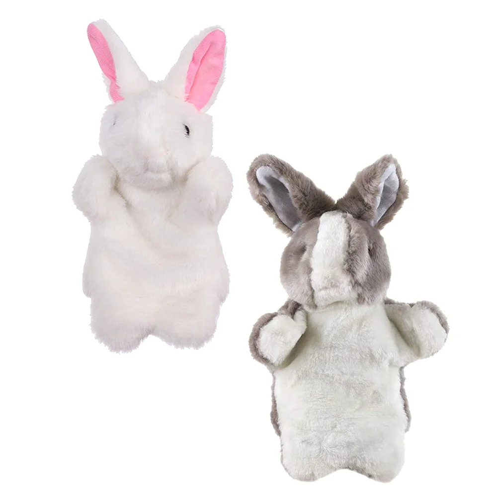 

2 Pcs Rabbit Hand Puppet Children’s Toys Educational Plaything Interactive for Kid Plush Kids Dolls