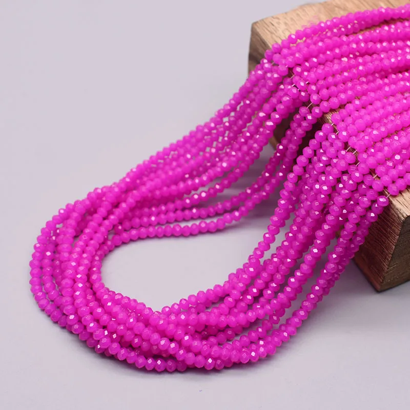 Rose Red Faceted Rondelle Glass Spacer Beads