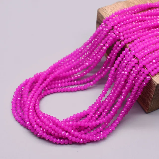 1 2 3 4mm Rose Red Dyeing Rondelle Crystal Glass Beads Flat Faceted Loose Spacer Glass Beads for Jewelry Making Jewelry DIY 7