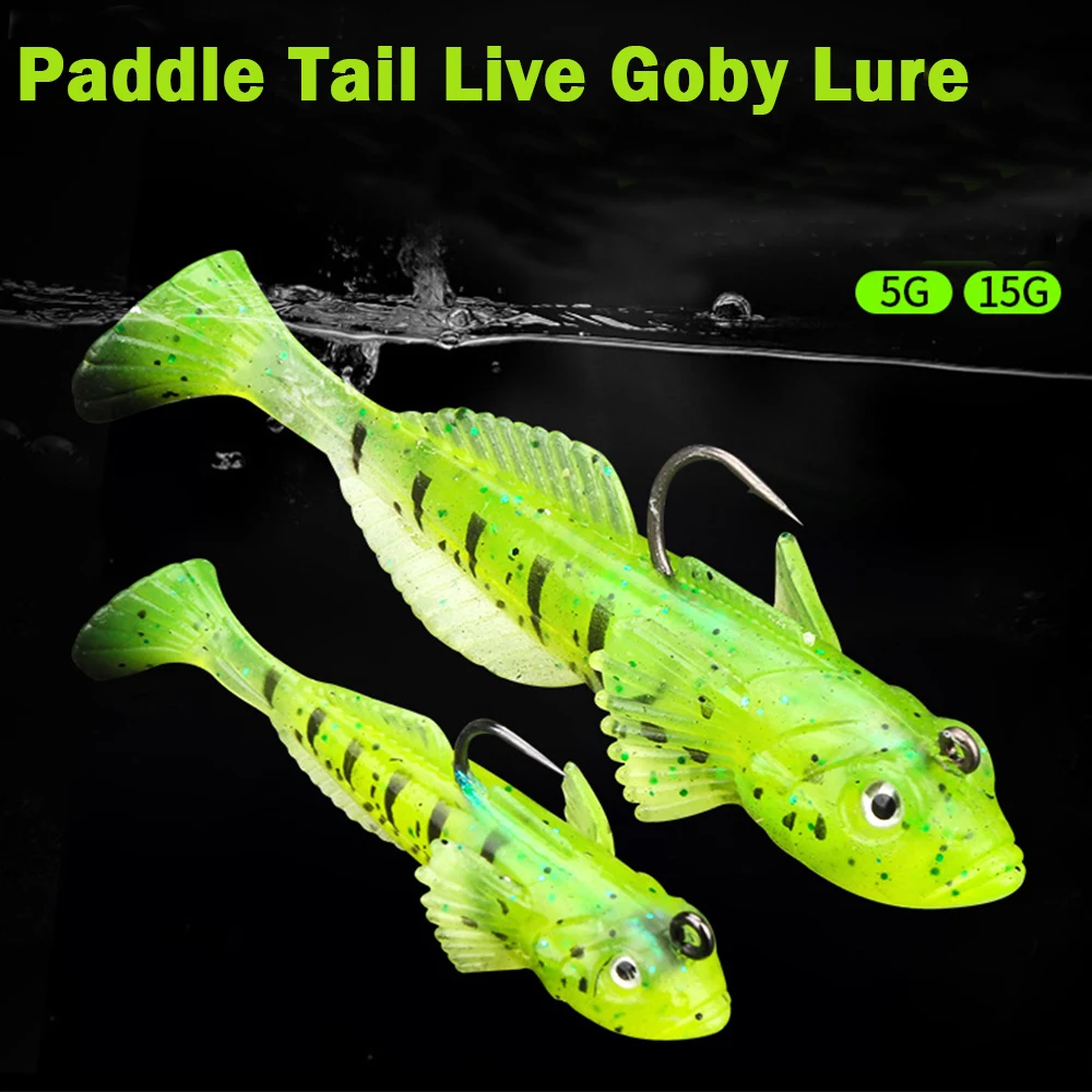 5g/15g Paddle Tail Live Goby Baits 1/3pcs Saltwater Fishing Soft