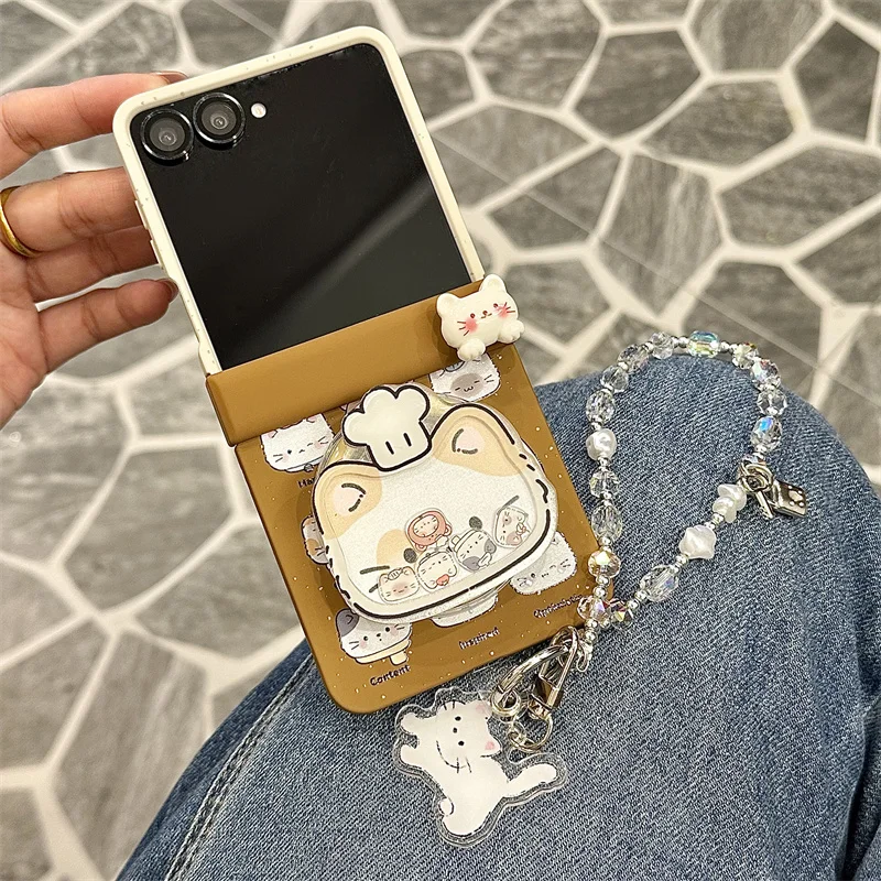 Korean Cute Cat Magnetic Phone Case with Magsafe Stand Chain - Kawaii Design