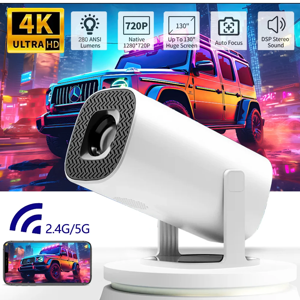 P30 스마트 미니 프로젝터, 홈 시네마 휴대용 프로젝터, 안드로이드 11, 와이파이 6, 지지대, 4K, 1080P, BT5.0, 1280x720P