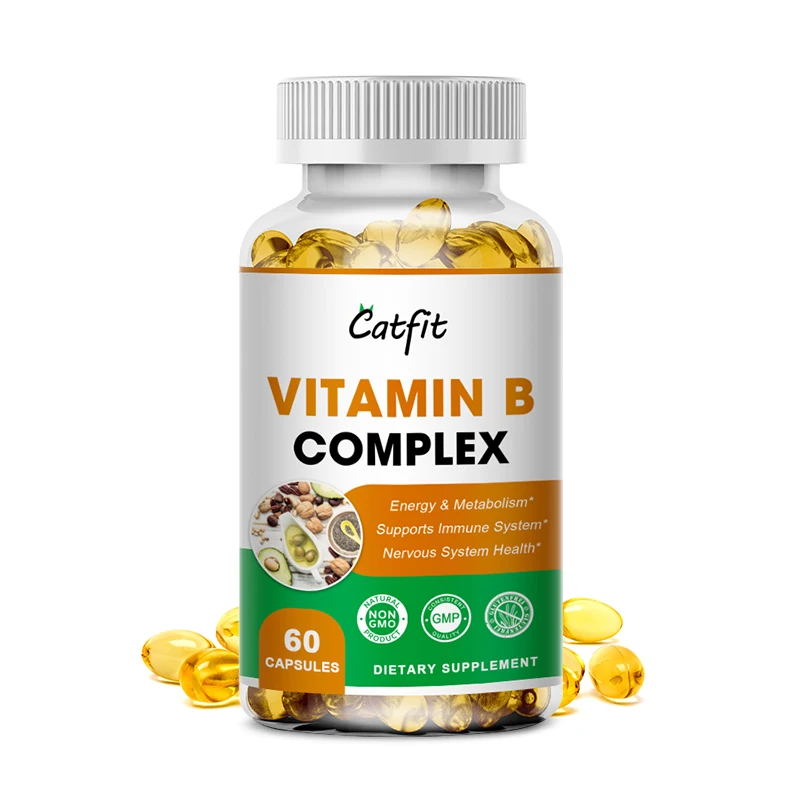 Catfit Vitamin B Complex Capsule B12 B1B2 B3 B5 B6 B7 B9 Folic Acid