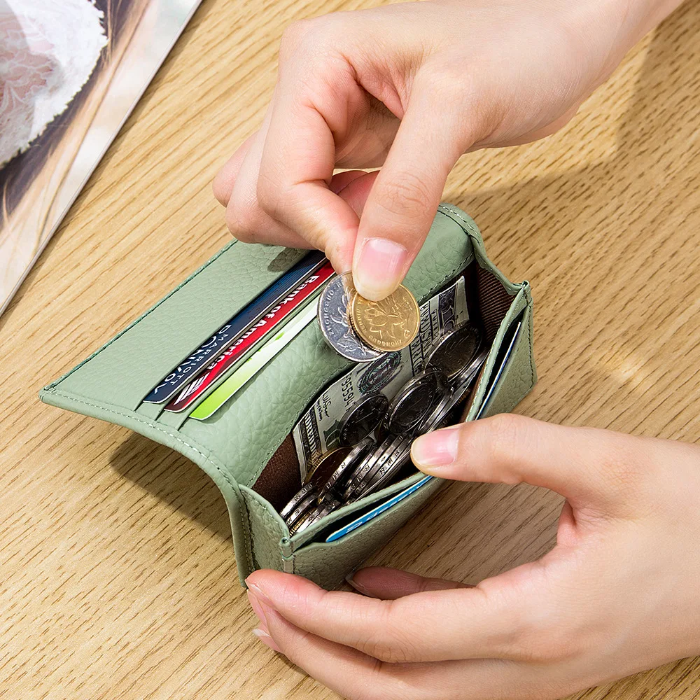 가죽 ID 신용 은행 비즈니스 카드홀더 보관 동전 지갑 클러치 지갑, 남성 여성 작은 가방 포켓