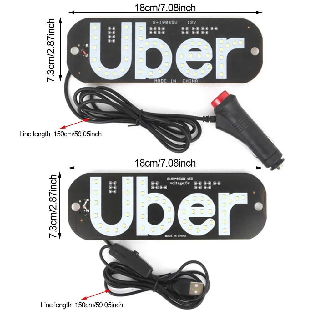 12V LED Car UBER Cab Indicator Lamp Windscreen Sign Windshield Light Brightness Lamp Signal Decoration Light
