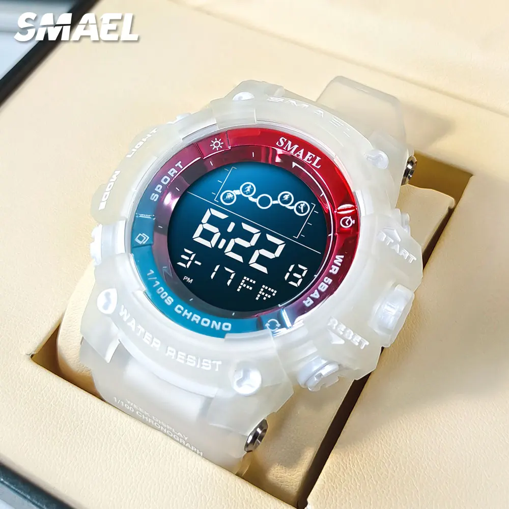 SMAEL Electronic Digital Watches for Men Waterproof Unisex Military Sport Wristwatch with Auto Date Week LED Display White 8082 humpbuck day of the week watch plan ahead with temperature tracking