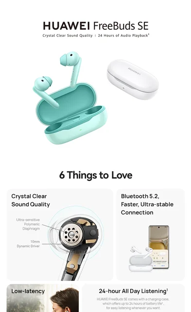 HUAWEI FreeBuds SE Wireless Headphones Crystal Clear Sound Quality Call  Noise Cancelling 24 Hours Playtime - AliExpress