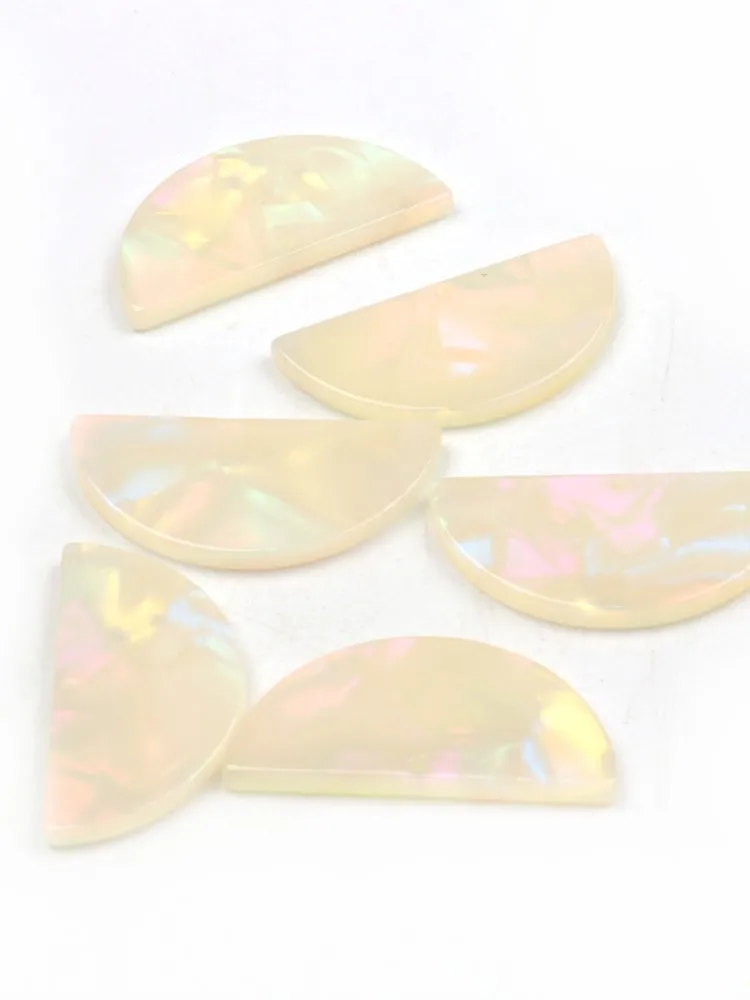Schildkröten-Muschel-Ohrring-Charm, Halbkreis-Anschlüsse aus Acetat-Acryl, Halbkreisscheiben, 1 Loch, Halbkreis-Ohrring, 18 x 37 mm, ACE-238 – Detail 8