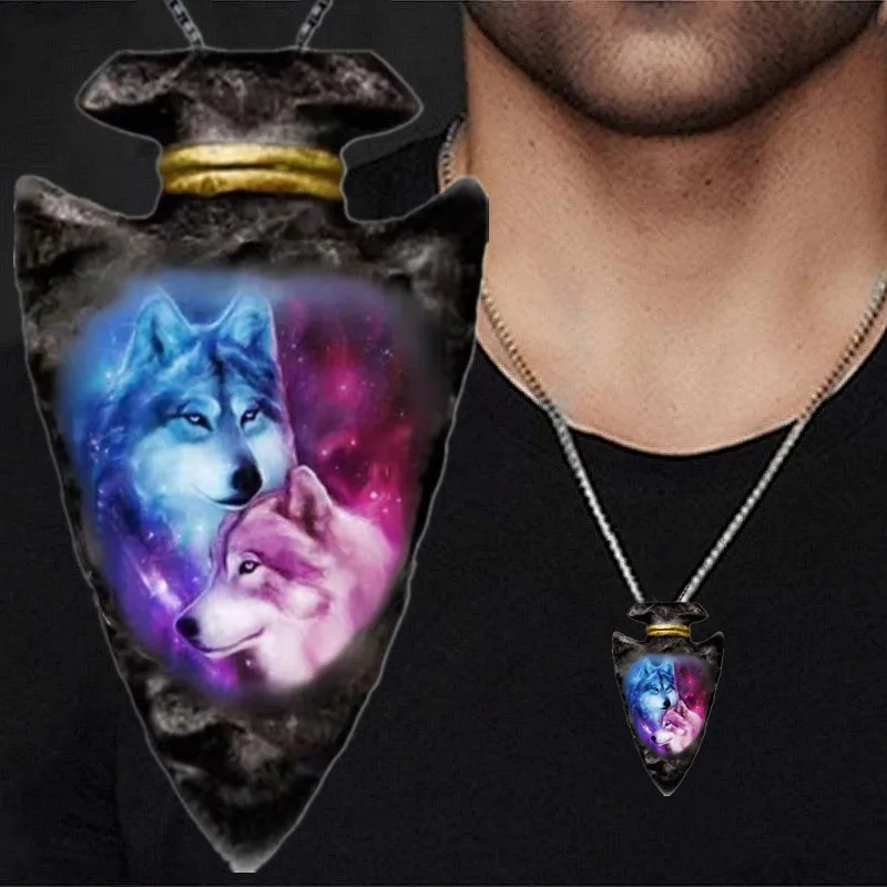 

Creative Animal Wolf Necklace Stainless Steel Triangle Pendant Hip Hop Necklaces for Men Jewelry Accessories Anniversary Gift