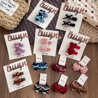Kids Hair Barrettes 2PCS Velvet Bow Clips with Heart Buttons Korean Non-Slip Gentle Grips for Girls Hair Ties - Image 4