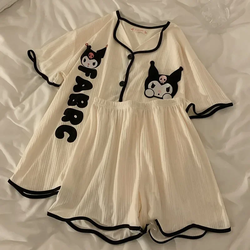 

Sanrio Kawaii аниме Kuromi летний пижамный комплект милый мультфильм похвалка с коротким рукавом Домашняя одежда прекрасный подарок для девочек