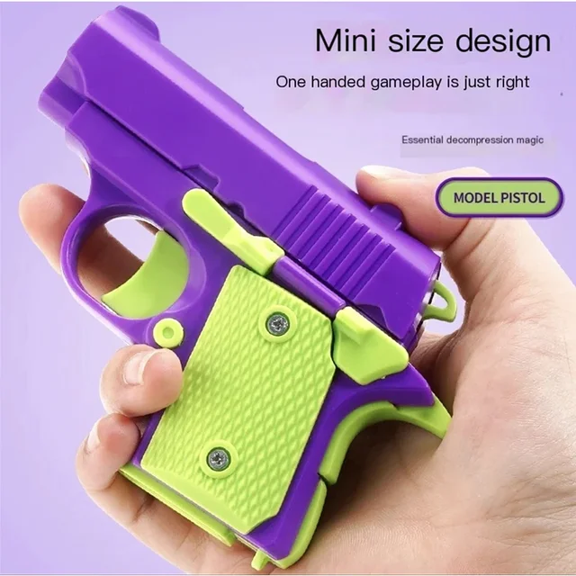 Plastic Mini Gun Stress Relief Pistol Toy Manual Burst Pistol 3D Printed Gravity Fidget Gun Stress Relief Toy Christmas Gift 2