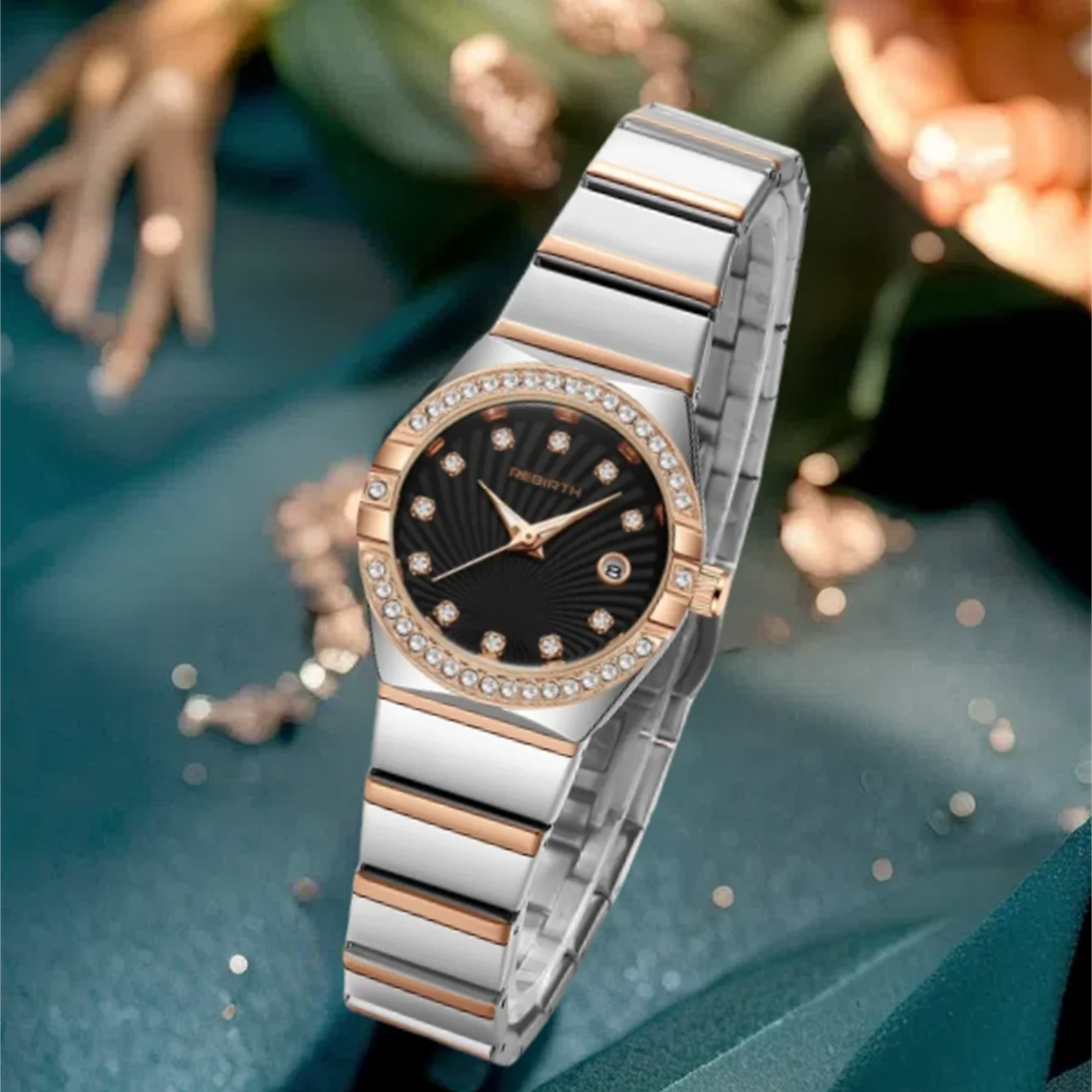 ساعة نسائية فاخرة مقاومة للماء وعرض تقويم مضيء من...