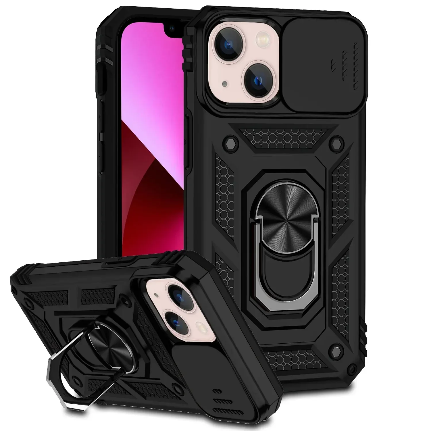 Armor Shockproof Magnetic Ring Stand Case For iPhone 15 14 Pro Max - Image 10