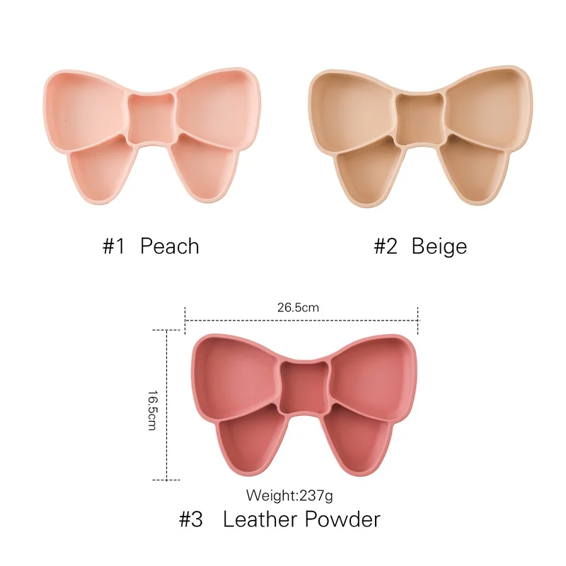 Baby Silicone Dining Plate Bowknot BPA Free Silicone Feeding Training Plate Bowl Kids Cartoon Little Bear Children Tableware 6
