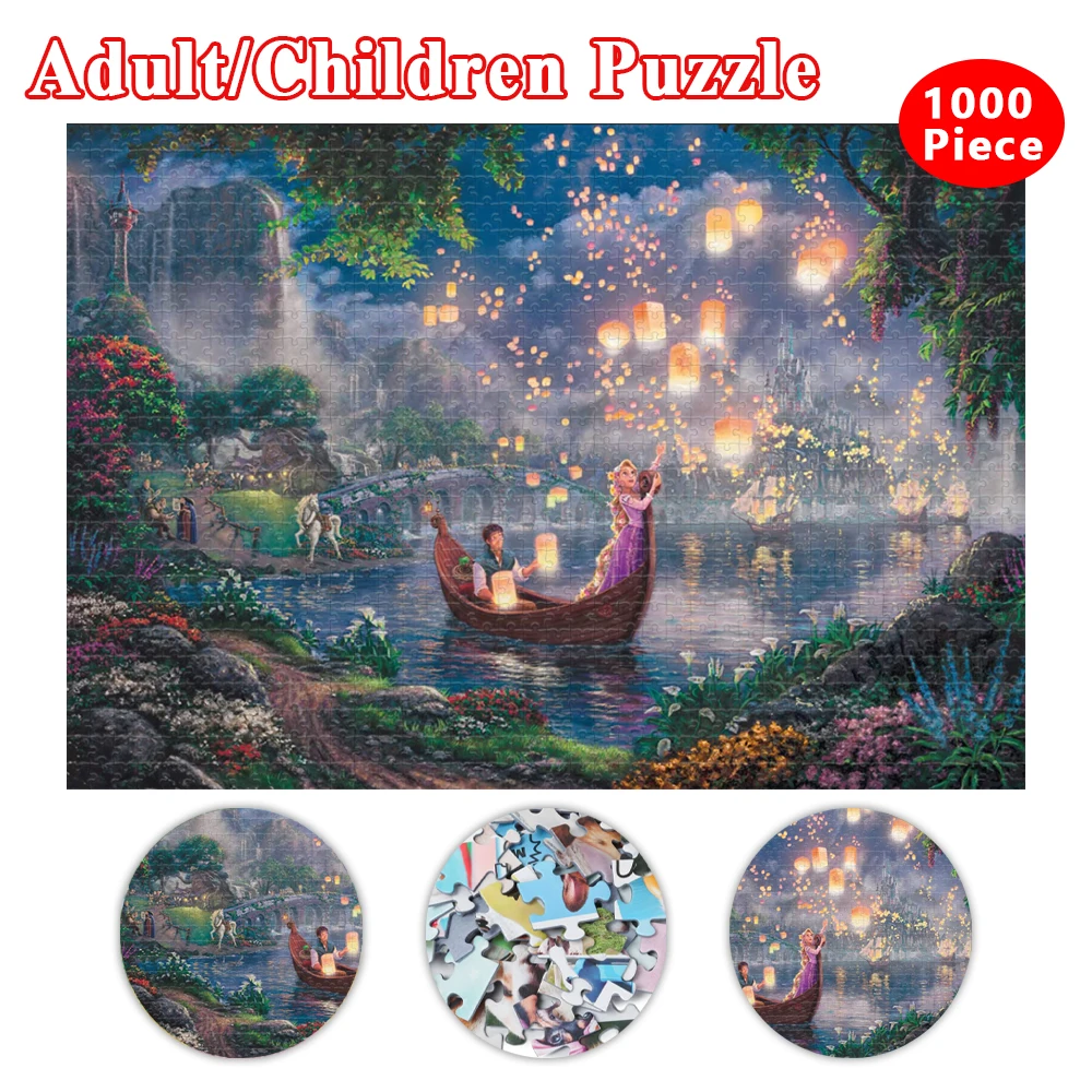 Disney Anime Educational Kids Toys Rapunzel Jigsaw Puzzles 35/300/500/1000 Pieces Puzzles for Adults Disney Princess Puzzle Toys