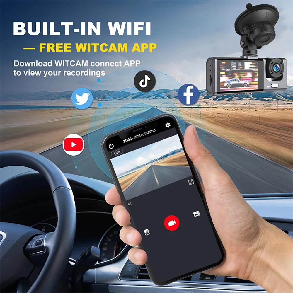 ڵ ī޶  ķ, ڵ DVR, 1080P  , Ĺ ī޶,  ڽ, ڵ ׼, 3 ä WiFi 