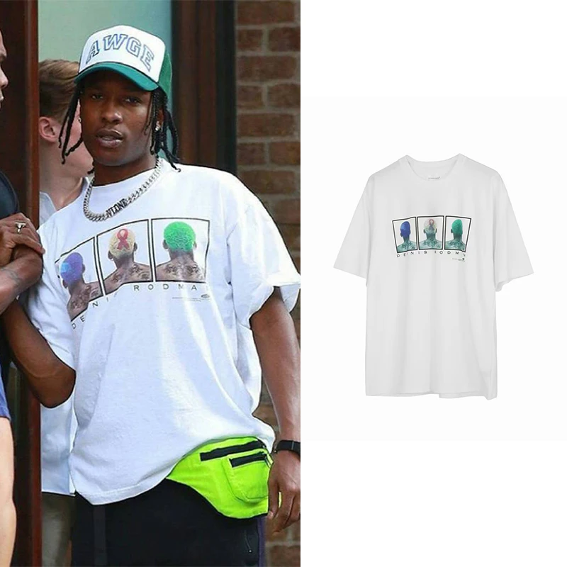 

Europe America Hot t shirt Men Women Dennis Rodman Hip Hop Streetwear Vintage Asap Rocky Tops 100% Cotton Oversized Tee S-3XL