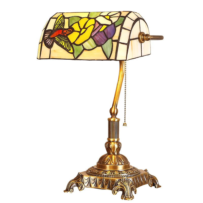 

Personality Bedroom Bedside Study Table Lamp Nordic Retro Desk Lights Creative Shop Museum Art Brass All Copper Decorative Lamps