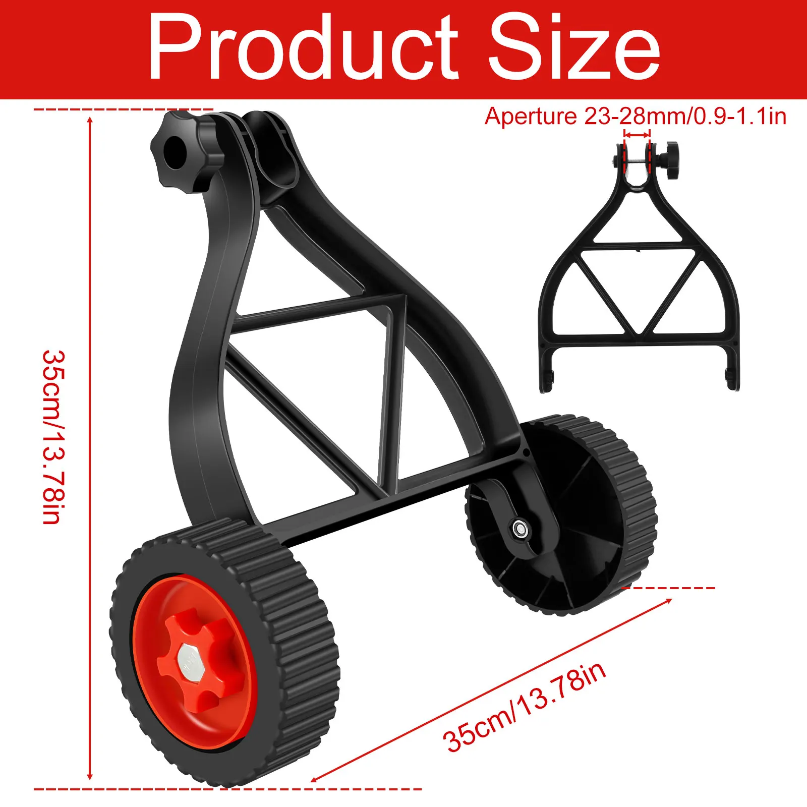 Universal String Trimmer Support Wheel, cortador de grama ajustável, rodas auxiliares para erva daninha, 23mm-28mm, portátil