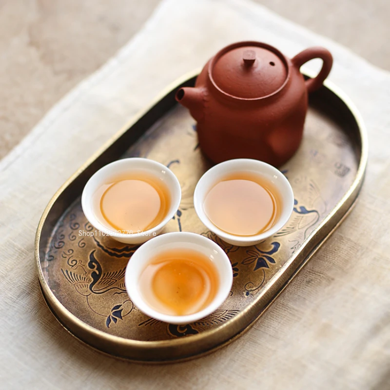 Imitation of Ancient Copper Tea Tray Pure Handmade Lacquer Painting Tray Home Room/study/office/teahouse Tea Ceremony Supplies