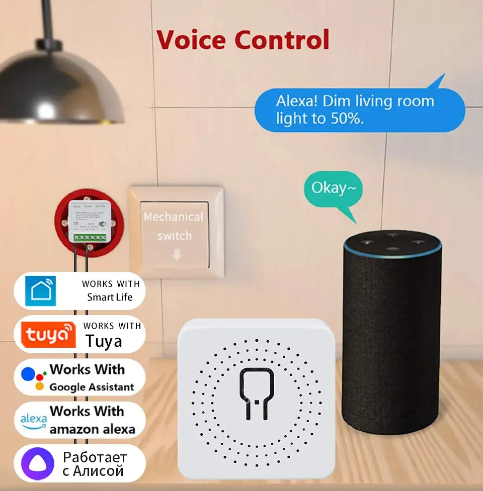 Description Picture 2 of itemTuya WiFi Smart Switch Module 16A 20A RF433Mhz Breaker Relay 2-way Control Remote Control Smart Life Support Alexa Google Home