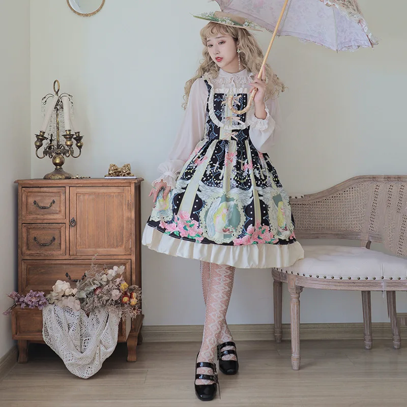 Lolita JSK Sling Dress Costume Cosplay Daily Kawaii Anime Disfraz lolita dress lolita suspender dress lolita cosplay costumes suspender dress lolita skirt lolita blouses