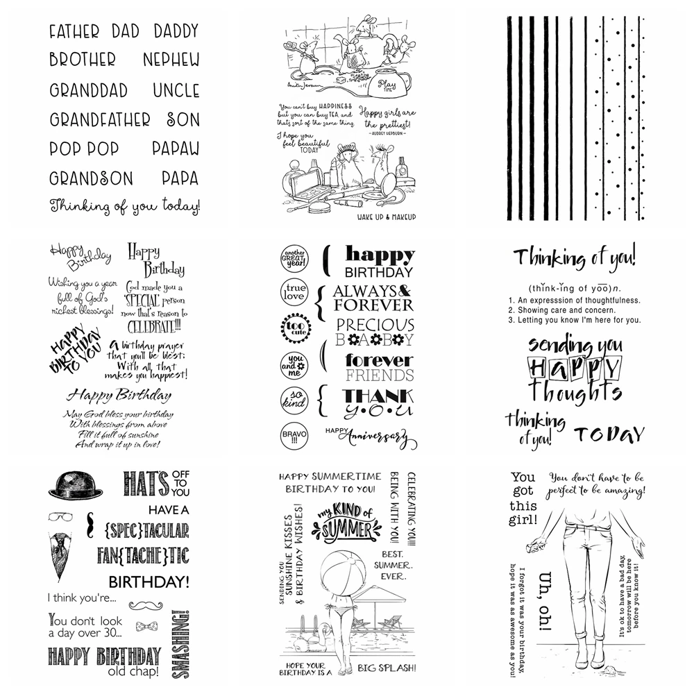 Savvy Sentiments Phrase Clear Stamp Thinking Of You Transparent Silicone Stamps for Card Making DIY Scrapbooking Embossing