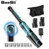 SEESII 3/8 Inch 55Nm Cordless Electric Wrench 6" Extended Ratchet Wrench 12V Rechargeable Car Repair Tool Set Angle Wrench 1