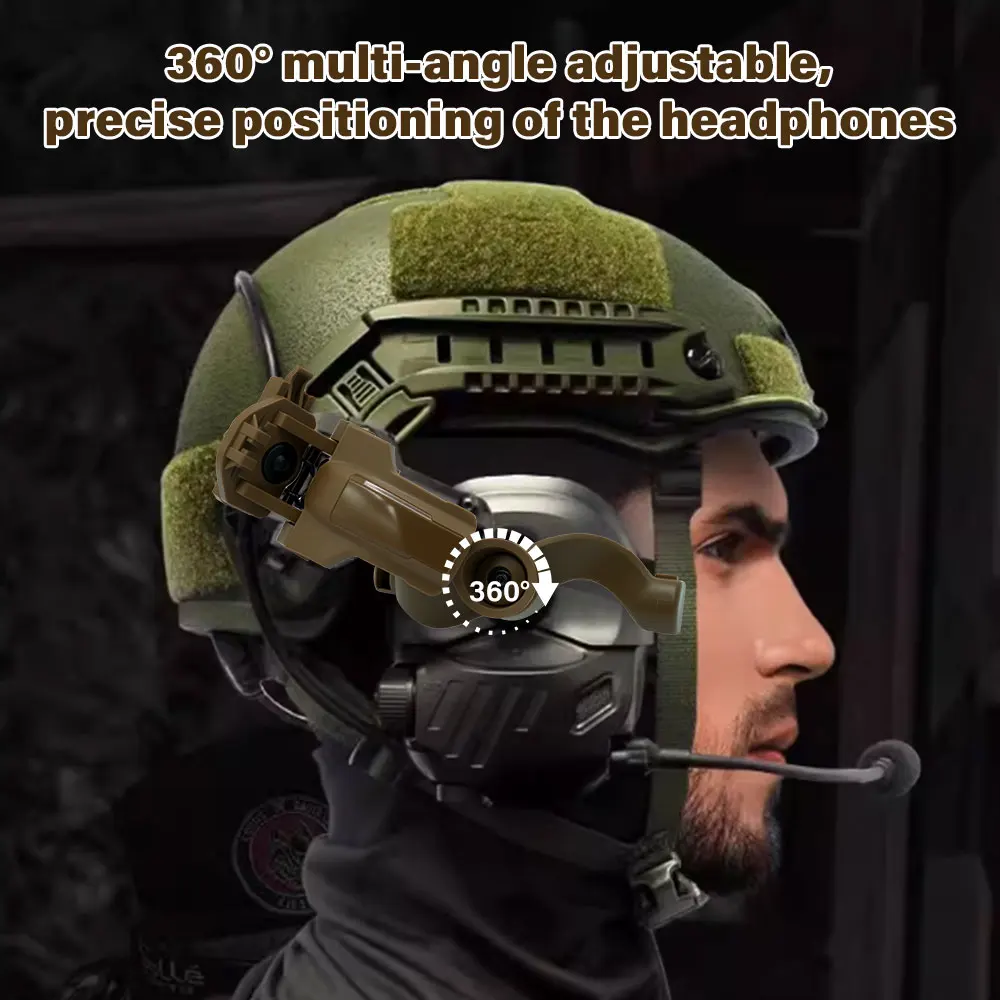 팀 웬디 M-Lok, Ops-Core Rapid ACH 헬멧 레일에 사용 가능한 Earmor 헤드셋용 360도 회전 전술 헤드폰 레일 마운트