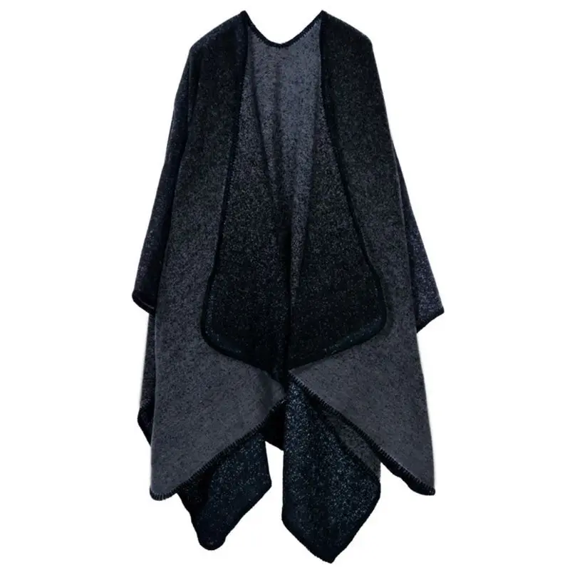 

Женский зимний большой шаль в клетку, свитер, пончо, накидка из пашмины, кардиган с открытой передней частью