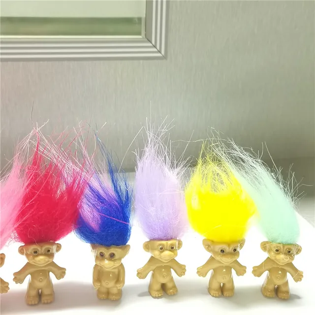 10PCS Mini Good Luck Troll Dolls PVC Vintage Trolls Lucky Doll Action  Figures Cute Little Guys