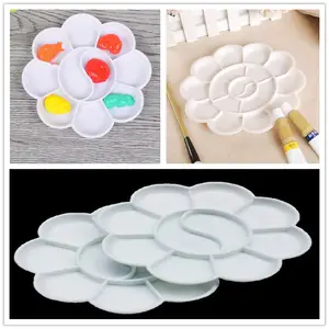 Round Imitation Porcelain Palette with Cover White Student Acrylic