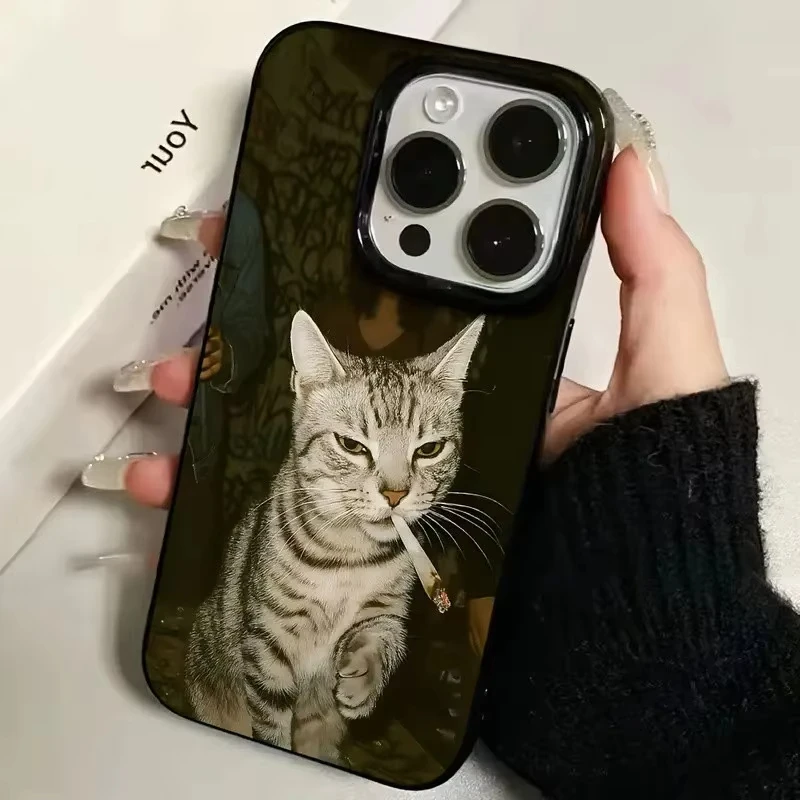 Chic Cat Smoking Design Phone Case Cover