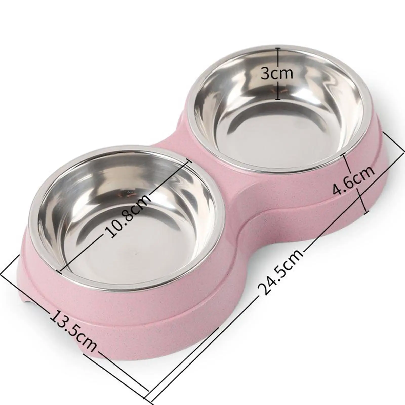 Double Cat Dish, Renewable & Sustainable Bamboo Plant Material, Shallow & Wide