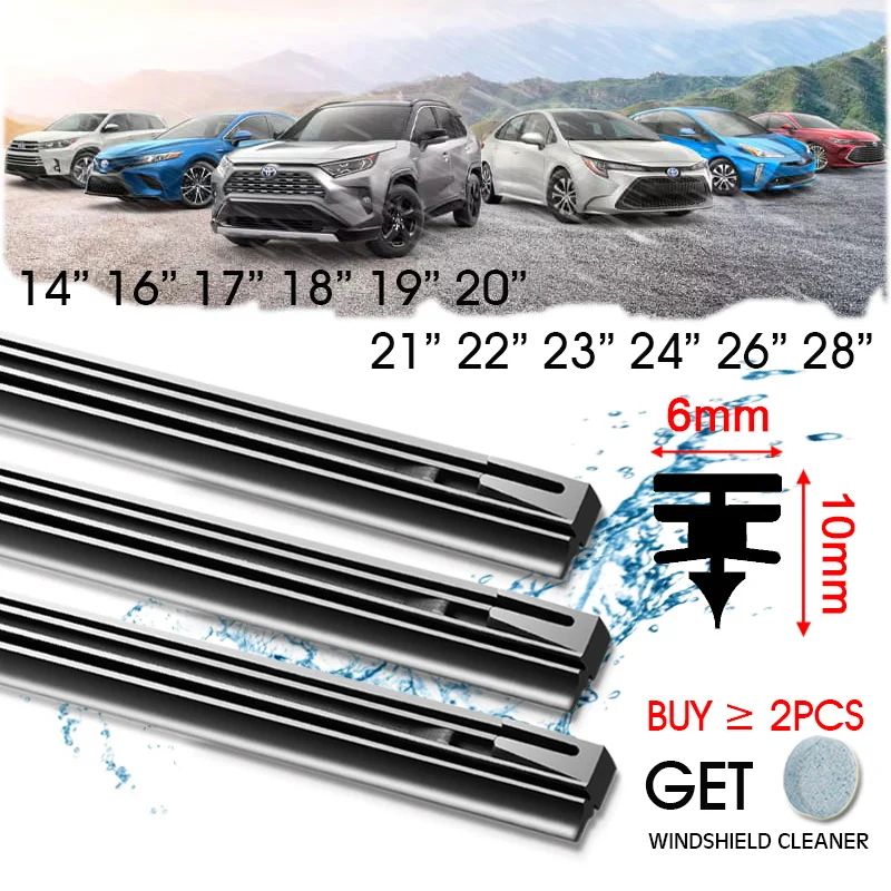 Car Windscreen Wiper Blade Insert Soft Natural Rubber Refill Strip 14"16"17"18"19"20"21"22"24"26" 6mm NR Strips Car Accessories