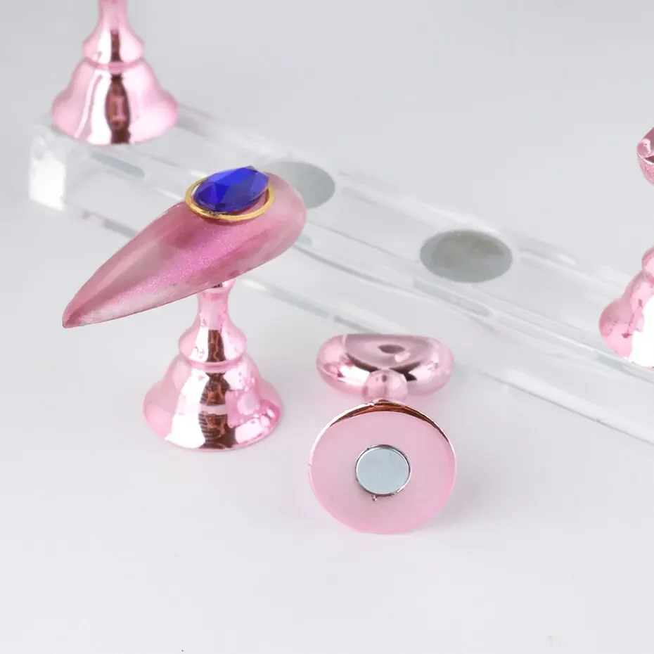 Nail Art Holder 5Pcs Chess Borad Magnetic Nail Tips Practice Display Stand