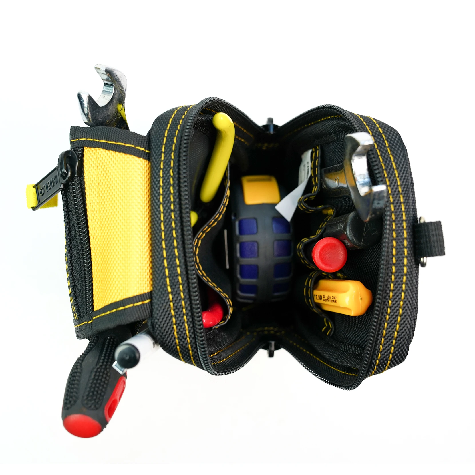 MELOTOUGH Tool Pouch with Various Sized Pockets and Electrical Tape Thong Hammer Holder Electricians Tool Bag