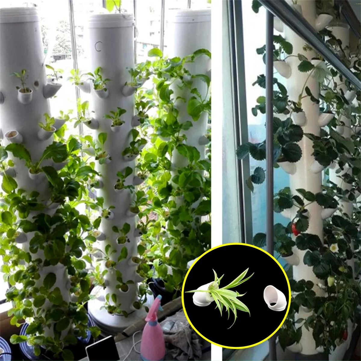 10Pcs PVC Pipe Soilless Hydroponics Plant Cups and Sponges, hydroponic planting tools, hydroponic root sponges
