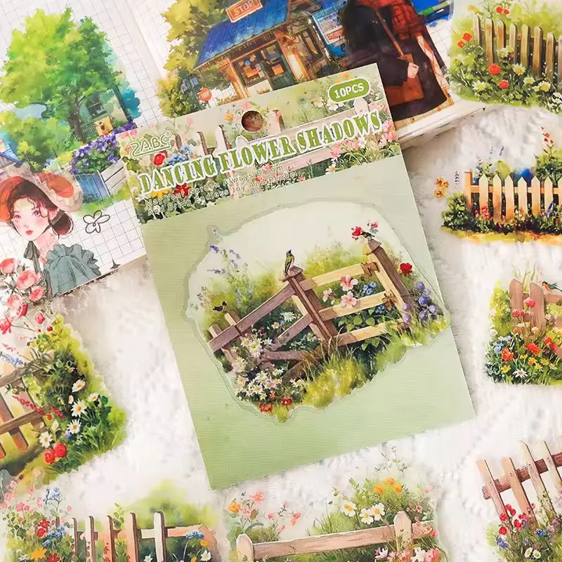 Retro Pet Flower Stickers Decorative Stickers Bag Secret Garden Series Diy Creative High Beauty Clipbook Collage Album Photos