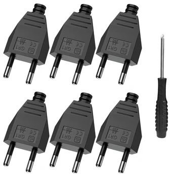 6 PC EU ยุโรป 2 ขาปลั๊ก AC ไฟฟ้าซ็อกเก็ตอะแดปเตอร์ไขควง 110V ~ 250V Rewireable EXTENSION สายไฟเชื่อมต่อ 1
