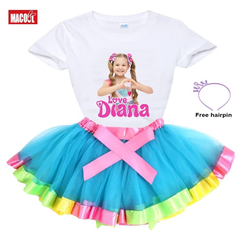 disney clothing sets Girl Clothes Set Rainbow Dress Tutu Dress Suit Children Clothing Summer Skirt Kid Clothing Toddler Baby Outfit Love Diana TShirt absolver clothing sets	 Clothing Sets