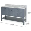 61" Bathroom Vanity with Two Sinks Double Bathroom Vanity with Marble Top, 4 Doors, 2 Drawers, for Bathroom，No Mirror (Grey) 2