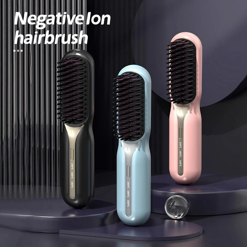 AGOUP Cordless Hair Straightener Hot Heating Comb Professional Electric Brush For Hair Smoothing Iron Negative Care