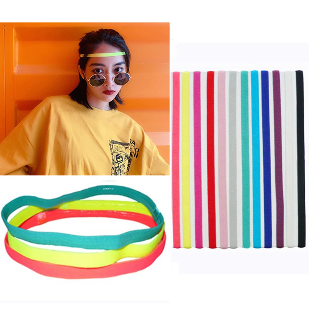 

1Pcs Simple Unisex Sports Hairband Non-Slip Solid Strip Sweat Guide Elastic Headbands Yoga Running Fitness Hair Accessories
