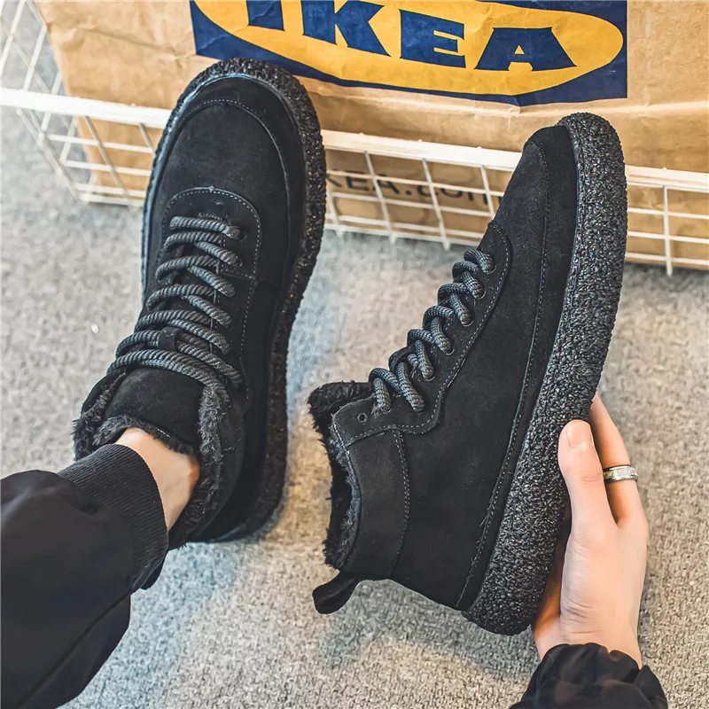 Winter Men Sneakers Fur Warm Plush Casual Shoes For Men Skateboarding Shoes Platform Sneakers Fashion Trainer Sports Shoes 2