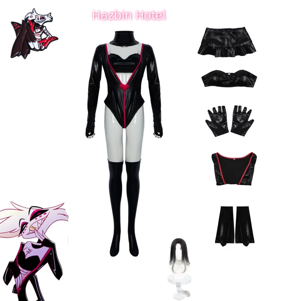 

Anime Hazbin Angel Dust Hotel Cosplay Dancing Costume Spider AD Suit Black Sexy Uniform Angel Unisex Jumpsuit Halloween Party