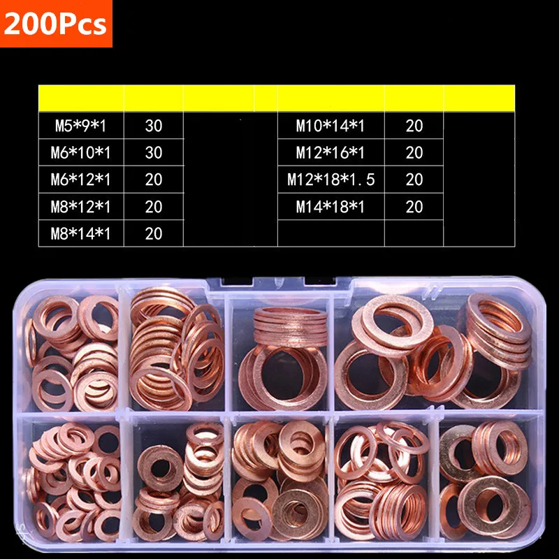 Набор медных шайб уплотнительных гаек и болтов набор плоских колец в